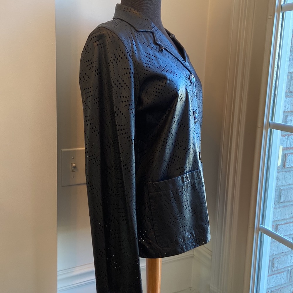 Etcetera Laser Cut Leather Jacket - image 4